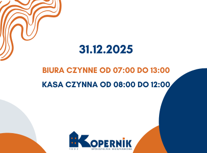 31.12.2025 - Biura czynne od 7:00 do 13:00